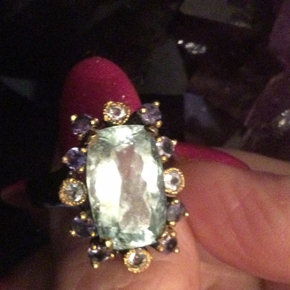 Rare Genuine 16mm by 10mm Aquamarine, Tanzanite & Topaz Ring - Picture 10 of 14